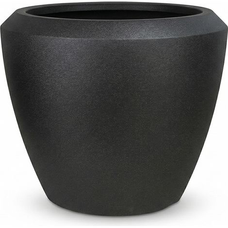 Vaso per piante vere o artificiali Moderno in HDPE Effetto Grafite Nero 44 cm  caspo Fioriere da Interno ed Esterno con Foro di Scolo e Tappino Resistenti UV e Intemperie per terrazzo giardino casa