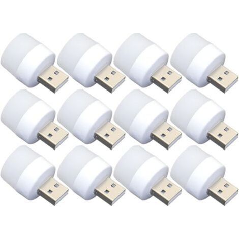 Mini Lumière de Nuit USB - 12pcs Plug-in Bulbes, Lumière blanc Portable pour Toilette, Cuisine, Couloir - Idéal pour Les Enfants