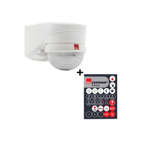 B.E.G - Du00e9tecteur + Tu00e9lu00e9commande contru00f4le u00e0 distance - 280u00b0 - 360u00b0 - Mural - Blanc - Ru00e9f. : 91008+92095