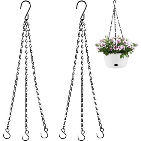 Set mit 2 schwarzen, 40 cm langen Metall-Hängeketten mit S-Haken, stabile Tragkraft bis 10 kg für Pflanzgefäße und Außendekoration (1/5)