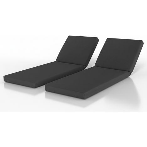 2er Set Deckchair Auflagen Wasserdicht  QD-RL 190x60cm Anthrazit