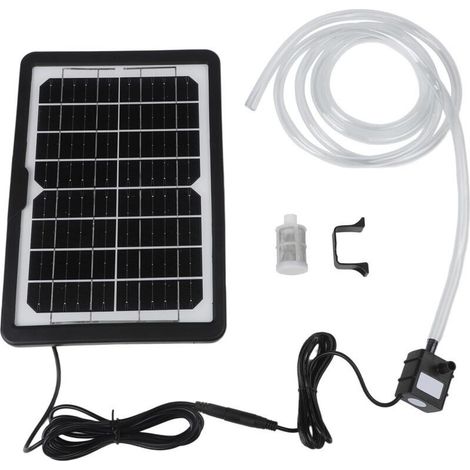 Fontaine solaire étang – batterie secours – 10 buses + tube 1,5 m – cascade/jardin (1/4)