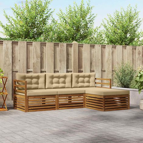 vidaXL Outdoor-Sofagarnitur Natur und Beige 245,5 x 162,5 x 73 cm (1/5)