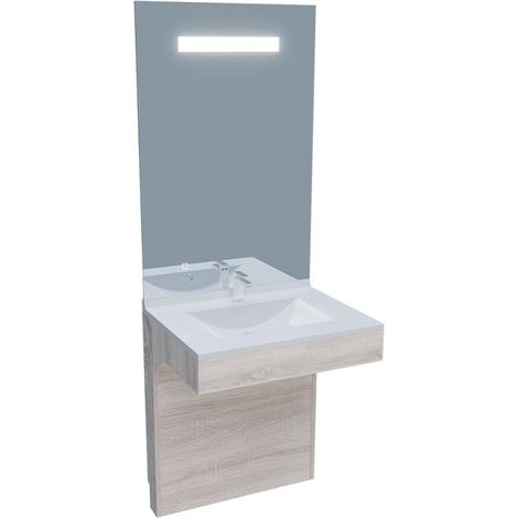 Meuble PMR ALTEA 60 cm avec plan vasque et miroir led Elégance ht105 (1/5)