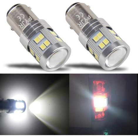 Ampoule LED 1157 P21/5W Bay15d - Feu stop - 12 V/24 V - Lumière blanche 6 000 K - Lot de 2 - Économie d'énergie (1/4)