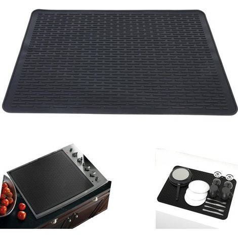 Tapis d'égouttage d'évier 50,5 x 70,5 cm - tapis isolant pour plan de travail, noir (1/5)