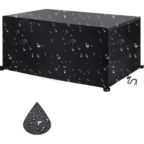 Housse pour mobilier de jardin - 225 x 116 x 82 cm, nappe imperméable, protection UV, rectangulaire - Noir (1/5)