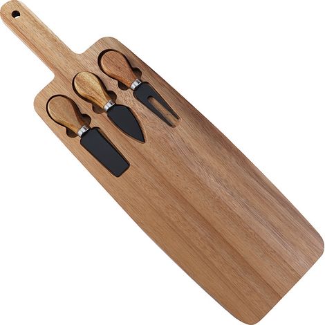 Ensemble plateau à fromage en bois d'acacia, planche à découper avec couteaux à fromage, plateau de service pour steak et fromage (1/5)