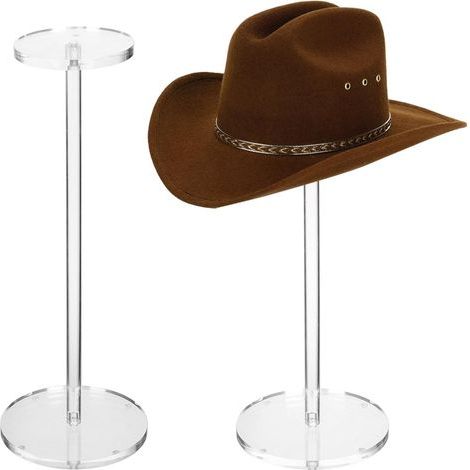 2 Set de supports acryliques clairs pour chapeaux et perruques présentoirs Support pour chapeaux Présentoir socle rond haltère Riser perruque (1/5)