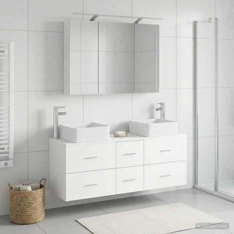 vidaXL Set di mobili per il bagno 4 pz Bianco (1/5)