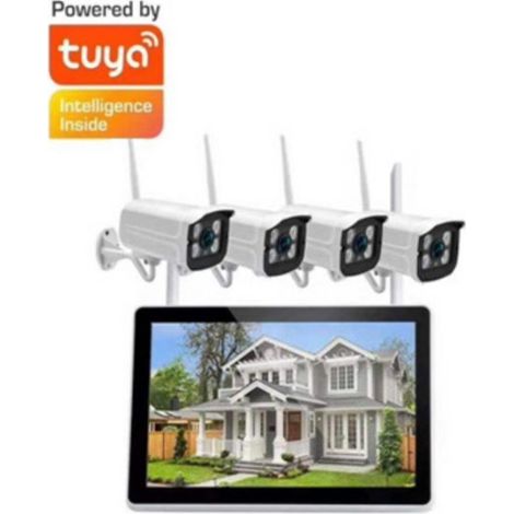 Kit de vidéosurveillance Wi-Fi 4 caméras – Vision nocturne 25m – Portée 100m – Installation facile – Accès à distance – Lifebox