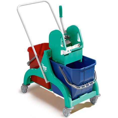 Carrello professionale per le pulizie Nick verde 50 lt con maniglia reversibile