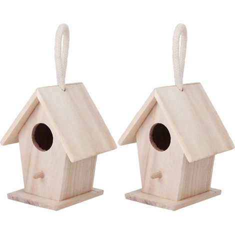 Lot de 2 nichoirs suspendus en bois pour jardin ou terrasse, accessoires décoratifs (1/5)