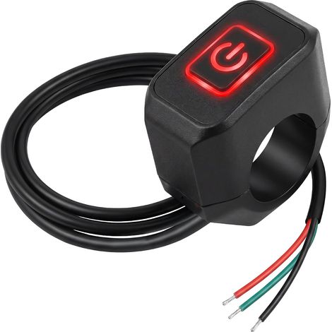 Interrupteur à Voyant Rouge, Interrupteur Lumière 3 Fils IP65, Bouton On Off pour Éclairage LED, Commande Feu Auxiliaire, Boîtier Compact Noir (1/5)