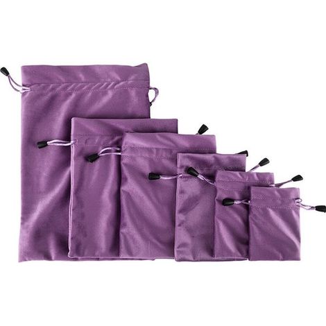 6 bolsas de almacenamiento con cordón ajustable, Marrón, 6 tamaños, Bolsitas para joyas, pulseras de cristal, juguetes, cosméticos, gafas (1/5)