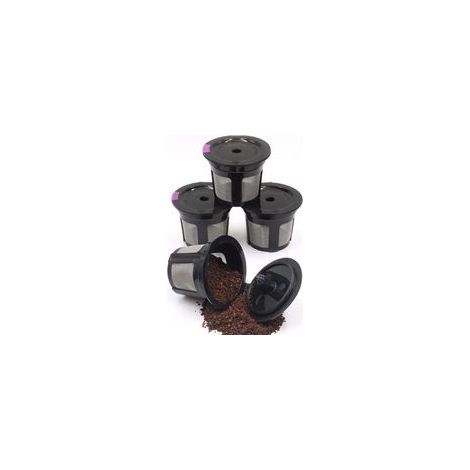 Lot de 4 filtres à café, porte-filtres réutilisables, PP, noir (1/5)