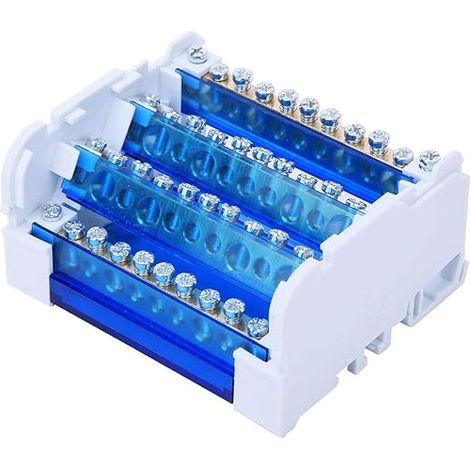 Distributeur quadrupolaire, distributeur électrique, distributeur électrique, bloc de bornes de rail de guidage, 4 rangées de blocs de bornes de 11 trous boîte de distribution rail de guidage 4 couche (1/5)