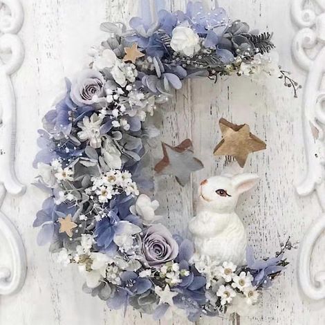 Guirlande de Pâques en bois en forme de lune, à faire soi-même, décorative pour couronnes de fleurs, mariages et fêtes. (1/4)
