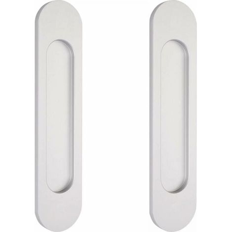 YMYNY Self-adhesive oval sliding door handles silver (15cm), flush-mounted made of aluminum, no drilling required