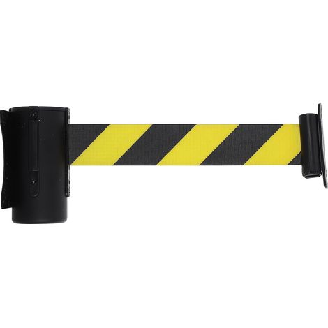 Barrière à sangle rétractable fixe : sangle rayée haute visibilité de 2 m/78,8 pouces avec boîtier métallique – Barrière de contrôle des files d’attente pour les épiceries, les (1/5)
