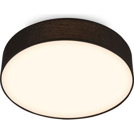 Briloner LED Deckenlampe Stoffschirm Ø38x10,5 cm Rund 24W 2600lm 3000K Warmweiß Schwarz - Deckenleuchte Wohnzimmer Schlafzimmer Küche Flur (1/5)