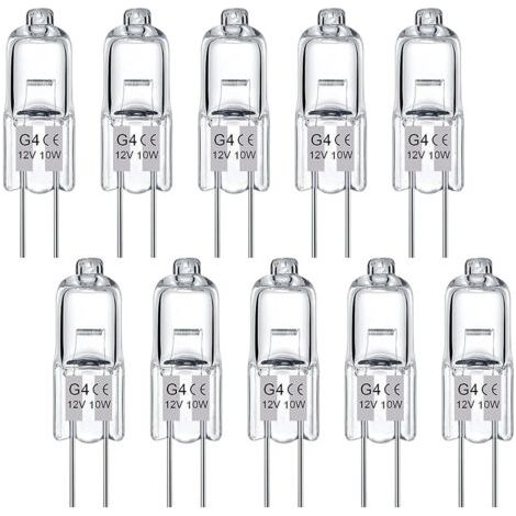 Lot de 10 ampoules halogènes G4, 10W - Ampoules halogènes blanc chaud adaptées aux espaces domestiques et de loisirs (1/5)