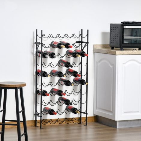 Weinregal für 60 Flaschen Flaschenregal Metall Flaschenhalter 63 x 20,5 x 118 cm Schwarz