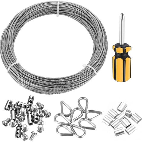 Steel Cable 2 mm x 20 m, Stainless Steel Wire Cable, Stainless Steel Cable with 7 x 7 Core for Hanging Pictures, Fences, Garden, Guardrail (1/5)