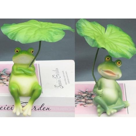 (grün) Zwei wetterfeste Froschfiguren für den Garten, lustige Gartendekoration, Frosch mit Regenschirm (1/5)