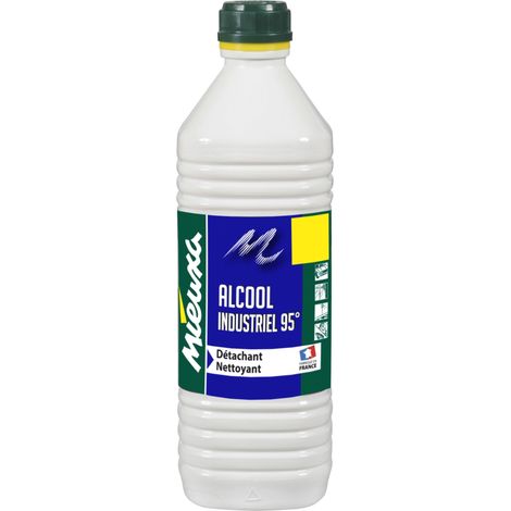 Alcool industriel 95° pour détachage et nettoyage – 1 L – Sèche sans essuyage – Odeur discrète – Nettoie bijoux et vitres – Mieuxa (1/3)