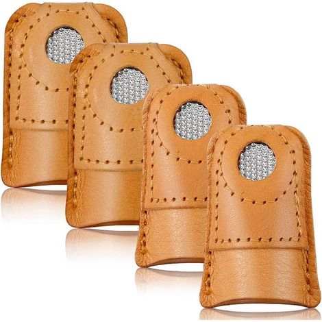 Protecteur De Doigt Pour Couture - En Cuir De Vache - Tailles M Et L - 4 Pièces (1/5)