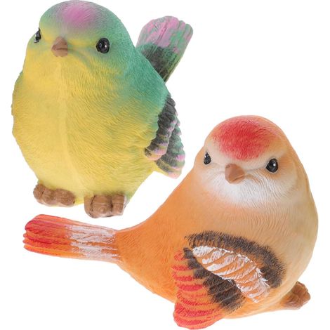 2 Pièces Ornement D'oiseau De Simulation Trousse Mini Plantes Succulentes Oiseaux Artificiel en Plein Décor Usine Faux Jouets Nains De Plein Air Résine (1/5)