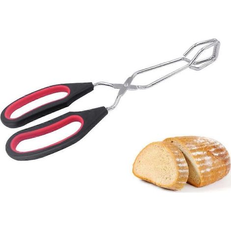 Pince à ciseaux en acier inoxydable avec poignée ergonomique, 30 cm, multifonctionnelle, pour aliments, charbon de bois, barbecue, pain, etc. (1/4)