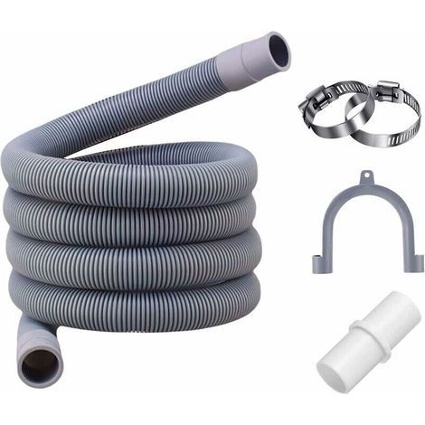 Tuyau d'évacuation, 1.5 m, 3/4", y compris support et colliers de serrage, pour machine à laver et lave-vaisselle (1/5)