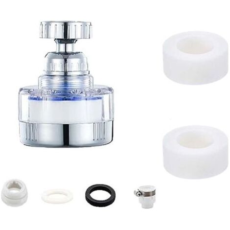 Filtre Robinet, 360° Rotatif Filtre Robinet Anti Calcaire, Filtre Calcaire Robinet, Filtre Anti Calcaire avec Adaptateur Universel 2 Pièces Cartouche Filtrante de Cuisine et Tube d'ext (1/5)