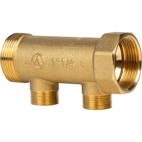 Collettore In Ottone Giallo - Misura: 1"1/4 - 2 uscite 3/4" - Caldo/freddo