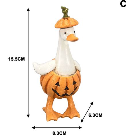 Figurine canard fantôme avec citrouille, décoration Halloween résine 14cm