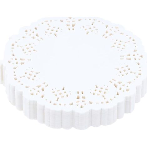 Fat Absorbing Lace Paper Trivet Round 11 cm Decorative Cellulose Cake Stand Cafe Kitchen Hotel Party (1/5)