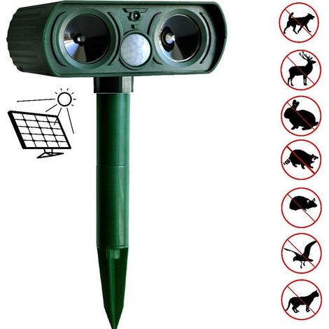 Répulsif solaire pour chats à ultrasons, répulsif pour chats à ultrasons pour animaux, protection solaire, alimenté par batterie solaire, pour l'extérieur (1/5)