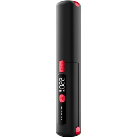 Lisseur, fer à friser professionnel 2 en 1, céramique, tourmaline, antistatique, facile à lisser, avec écran LCD, température de 160° à 220°, chauffage rapide, peigne et pinces (noir) (1/5)