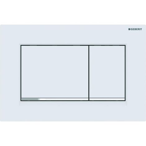 Compatible Geberit Sigma30 115.883.JT.1 Plaque Déclenchement - Rinçage Double Quantité Actionnement Frontal Blanc Mat avec Bandes Chromées (1/4)