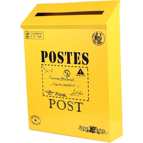 Fer Boîte aux Lettres Rétro Vintage Décor, Jaune Photo (1/5)