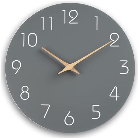 PA Leise, nicht tickende Wanduhr, moderne Design-Wanduhr, rahmenlos für Wohnzimmer, Küche, Schlafzimmer, Büro, Grau, 30 cm (1/5)