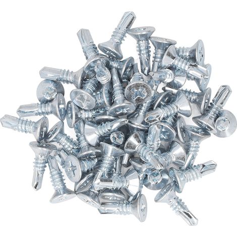 50 vis autoperceuses cruciformes 4,8 x 16 mm en acier au carbone galvanisé antirouille pour la maison (1/5)