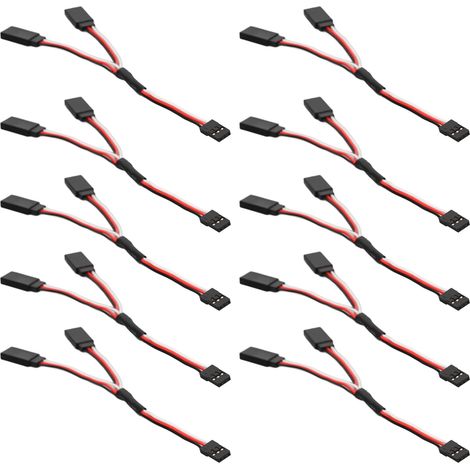 10 Câbles de Raccordement Servo 3 Pins en Y Femelle-Mâle pour Modélisme RC, Longueur 150mm (1/5)