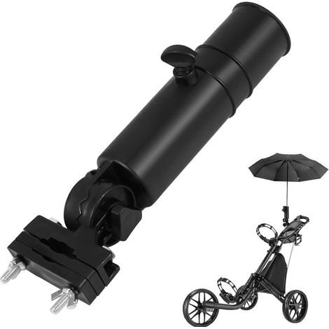 Support universel pour parapluie de golf, support noir réglable pour petit parapluie de voiturette de golf, compatible avec les poignées de voiturettes de golf de luxe. (1/5)