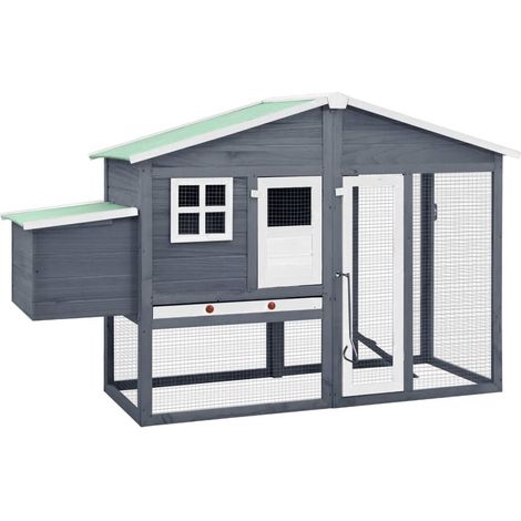 Vidaxl – Poulailler en bois de sapin massif pour 4 poules – Dimensions 191x67x117 cm – Toit résistant à l'eau – Rampe antidérapante (1/5)