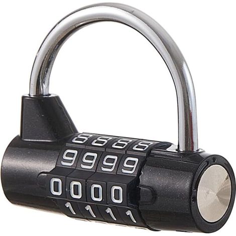 Cadenas à combinaison à 4 chiffres pour casier scolaire, salle de sport, boîte à outils, étui, rangement à moraillon (noir) (1/5)