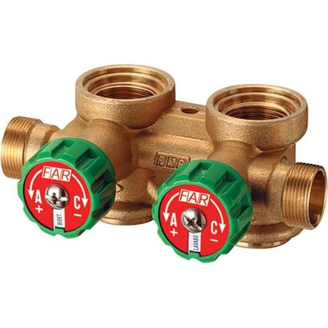 Collettore Complanare Componibile Con Valvole Di Arresto Sinistro Far 2 Deriv. 3/4" Giallo (1/2)