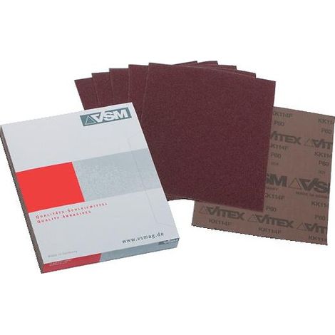 Toiles abrasives KK114F 230x280 mm grain 80 en boîte de 50 - VSM